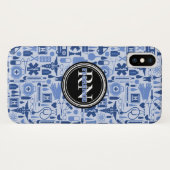 Cute Registered Nurse Medical Pattern Blue Name Case-Mate iPhone Case (Achterkant (horizontaal))