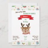 Cute Reindeer Birthday Invitation Kaart (Voorkant)