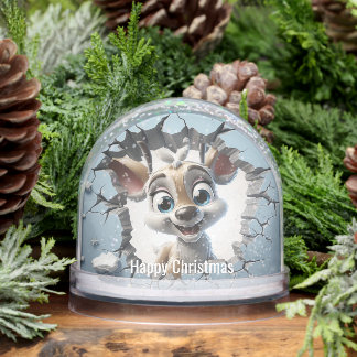 Cute Reindeer breaking through igloo wall Sneeuwbol