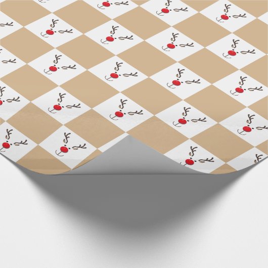 Cute Reindeer Brown and White Pattern Cadeaupapier (Hoek)
