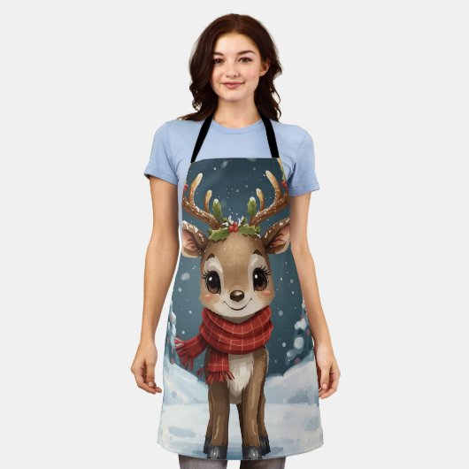 Cute reindeer christmas apron for festive kitchen  schort (Gedragen)