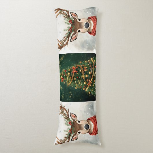Cute Reindeer Christmas Bedding For Body Pillow Lichaamskussen (Voorkant Verticaal)