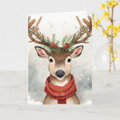 Cute Reindeer Christmas Card Kaart (Gele Bloem)