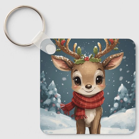 Cute reindeer christmas fun stocking gifts sleutelhanger (Voorkant)