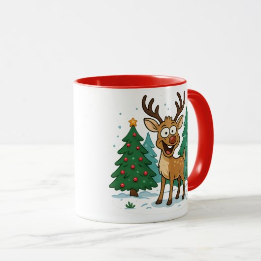 Cute Reindeer Christmas Mug 11 oz Mok (Voorkant rechts)