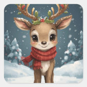 Cute reindeer christmas sticker for gifts notebook (Devant)