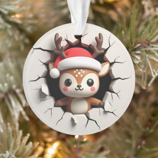 Cute Reindeer Double-Sided Holiday Ornament (Boom)