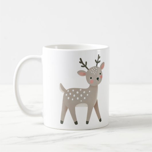Cute Reindeer Drawing Christmas Koffiemok (Links)