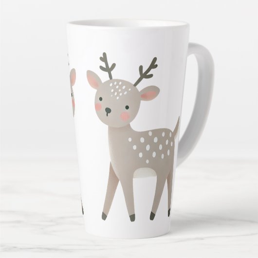 Cute Reindeer Drawing Christmas Latte Mok (Rechterhoek)