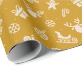 Cute Reindeer Gingerbread Modern Christmas Pattern Cadeaupapier (Rol Hoek)