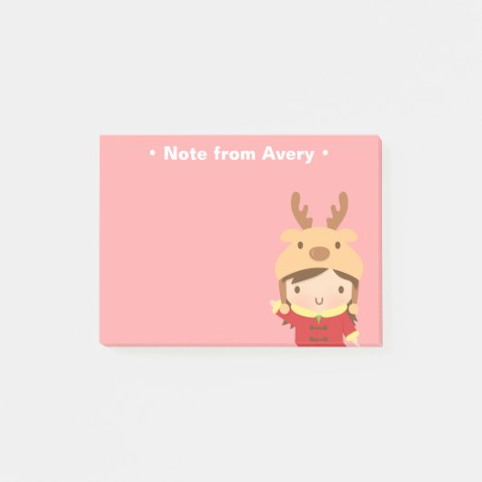 Cute Reindeer Girl Kinder kerstvullers Post-it® Notes (Voorkant)