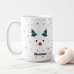 Cute Reindeer Girl Santa Hat Custom Name Kerstmis Koffiemok