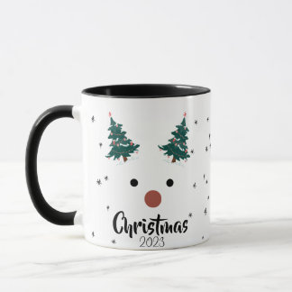 Cute Reindeer Girl Santa Hat Custom Name Kerstmis Mok