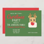 Cute Reindeer Head Cartoon Kaart (Voorkant / Achterkant)