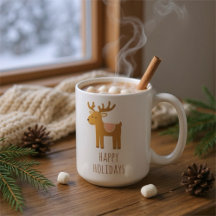 Cute Reindeer Holiday Coffee Mug Christmas Gift