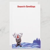 Cute Reindeer Holiday Station Briefpapier (Voorkant / Achterkant)