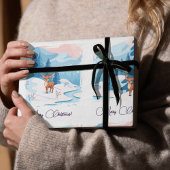 Cute reindeer in a snowy landscape cadeaupapier