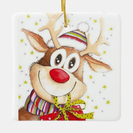 Cute Reindeer Keramisch Ornament (Voorkant)