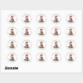 Cute Reindeer Kerstmis Naam Adres Ronde Sticker (Vel)