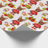 Cute Reindeer Kerstmis Pattern Cadeaupapier (Hoek)