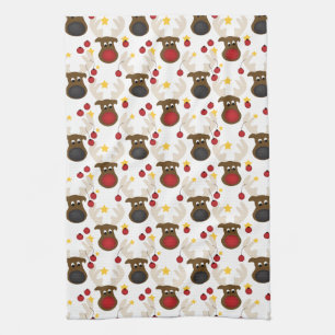 Cute Reindeer Kerstmis Pattern Theedoek