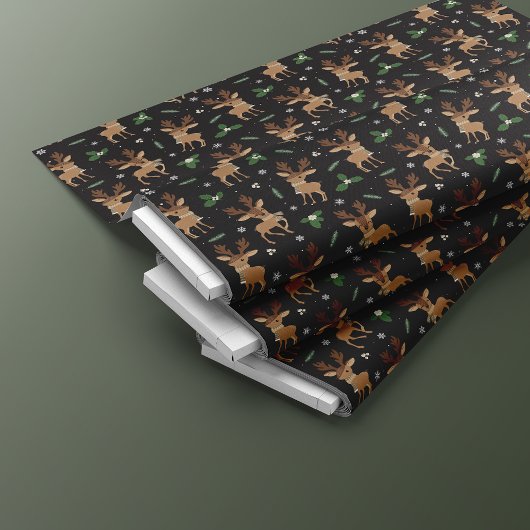 Cute Reindeer Kerstmis Pattern | Zwart Stof