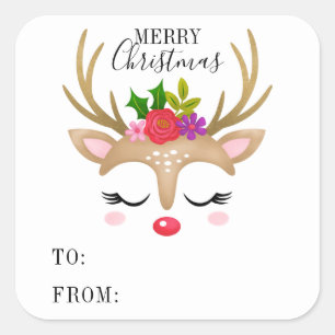 Cute Reindeer Kerstmis Square Sticker