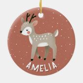 Cute Reindeer Kid`s Name Christmas Keramisch Ornament (Achterkant)