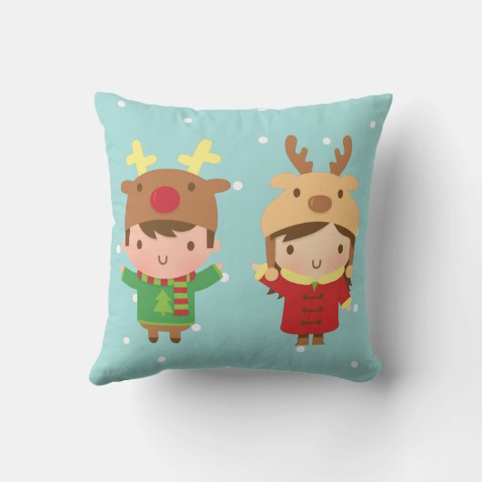 Cute Reindeer Kinder kerstdecoratie Kussen (Achterkant)