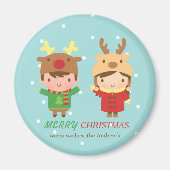 Cute Reindeer Kinder Merry Kerstparty Favors Magneet (Voorkant)