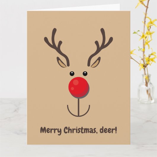 Cute Reindeer "Merry Kerstmis, hert" Kaart (Gele Bloem)