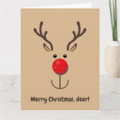 Cute Reindeer "Merry Kerstmis, hert" Kaart (Voorkant)