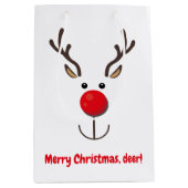 Cute Reindeer "Merry Kerstmis, hert" Medium Cadeauzakje (Voorkant)