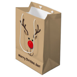 Cute Reindeer "Merry Kerstmis, hert" Medium Cadeauzakje
