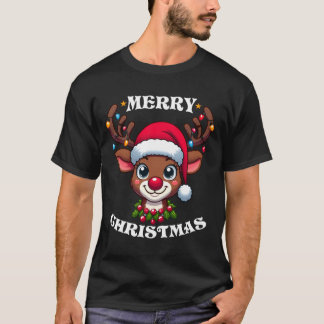 Cute Reindeer Merry-kerstontwerp T-shirt