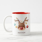Cute Reindeer Mug de Noël personnalisé (Gauche)
