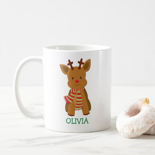 Cute Reindeer Mug de Noël personnalisé (Avec donut)