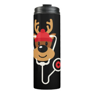 Cute Reindeer Neurse Kerstmis Thermosbeker