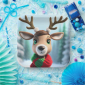 Cute Reindeer Papieren Bordje (Feest)