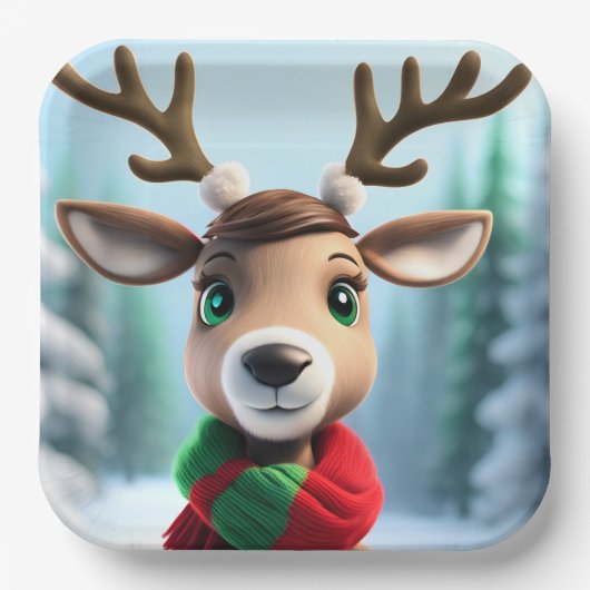 Cute Reindeer Papieren Bordje (Voorkant)