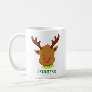 Cute Reindeer Persoonlijke kerstMok Koffiemok