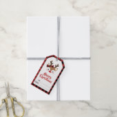 Cute Reindeer Red Pset Merry Kerstmis van Cadeaulabel (Met Touw)