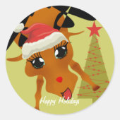 Cute Reindeer Ronde Sticker (Voorkant)