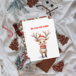 Cute reindeer Rudolph christmas wishes Postcard Feestdagenkaart