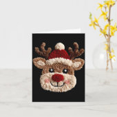 Cute Reindeer Rudolph Crochet Xmas Pajamas Holiday Kaart (Gele Bloem)