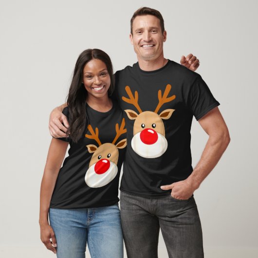Cute Reindeer Rudolph Red Nose Christmas Antlers T-shirt (Unisex)