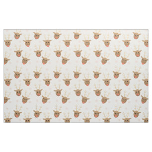 Cute Reindeer Snowflakes Patroon Stof