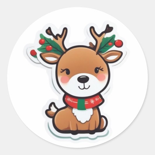 Cute Reindeer Sticker (Voorkant)