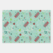 Cute Reindeer, Trees & Snowflakes Festive Design Inpakpapier Vel (Voorkant)