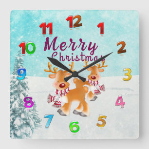 Cute Reindeer Vierkante Klok